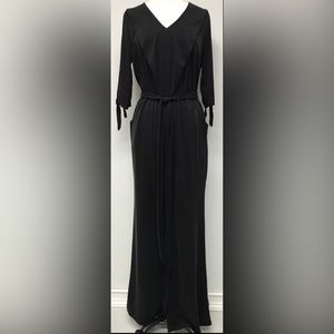 Free People Dark Grey Jumpsuit Size S 4 6 V-Neck Open Arm Slits One-Piece Boho